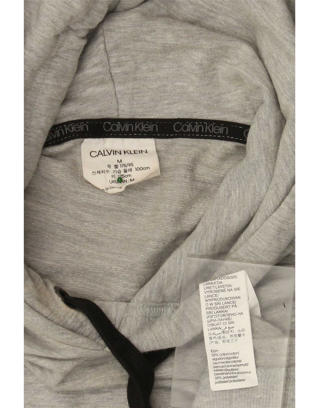 Calvin Klein Mens Graphic Hoodie Jumper Medium Grey Flecked Cotton