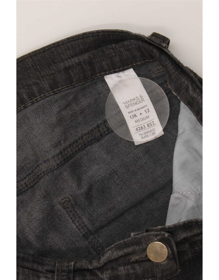 Marks & Spencer Womens Bootcut Jeans UK 12 Medium W30 L29 Black Cotton