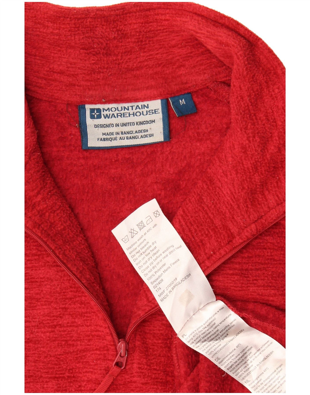 Mountain Warehouse Mens Zip Neck Fleece Jumper Medium Red Flecked Polyester