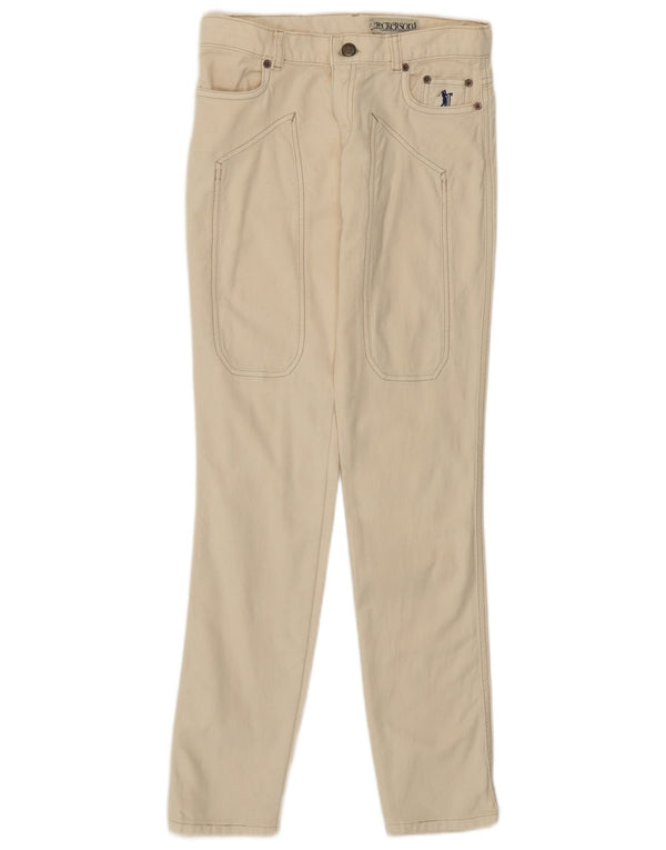 Jeckerson Womens Slim Casual Trousers W27 L30 Beige Cotton