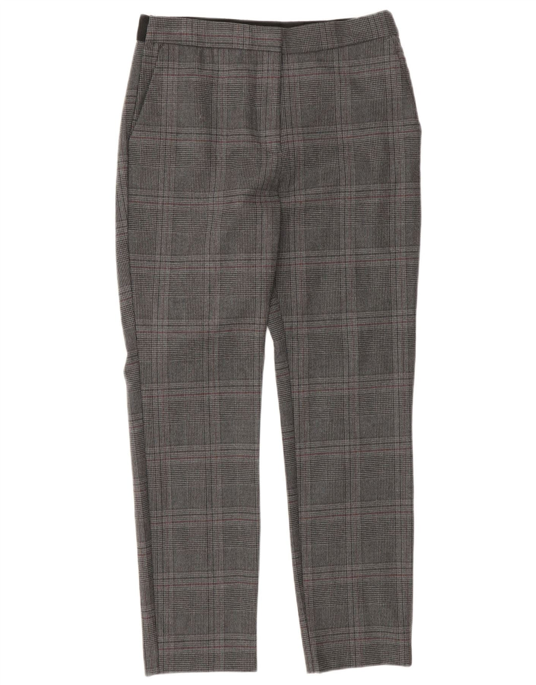 Zara Womens Slim Fit Chino Trousers Medium W28 L27 Grey Houndstooth