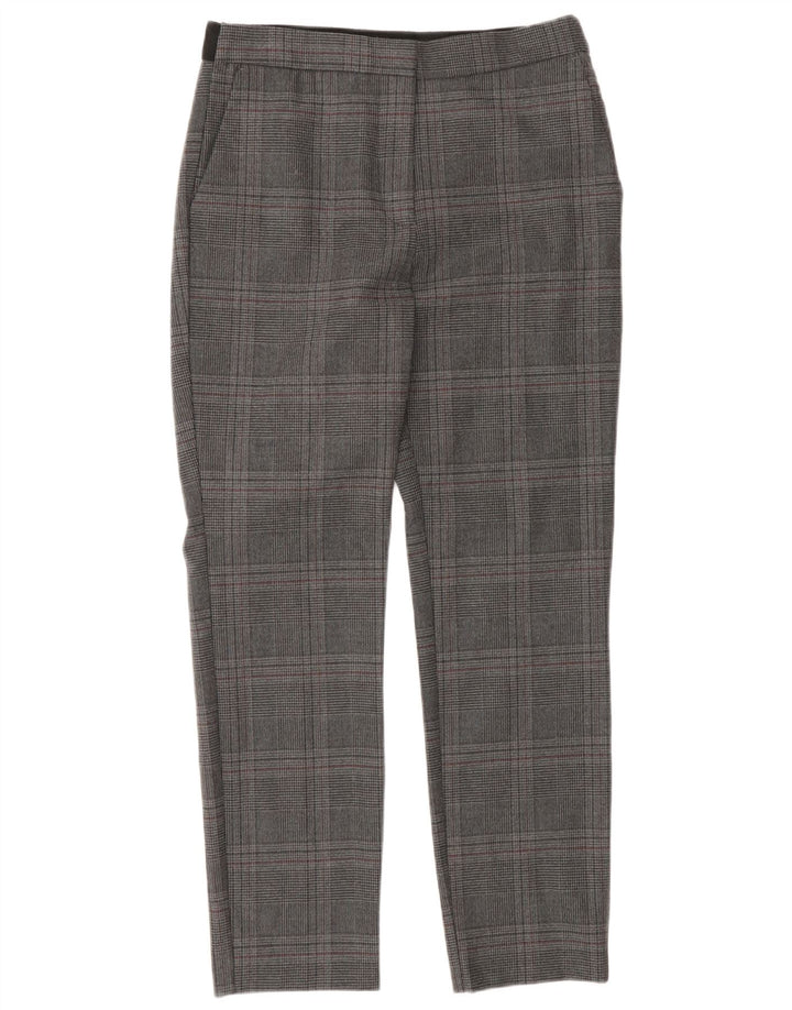 Zara Womens Slim Fit Chino Trousers Medium W28 L27 Grey Houndstooth
