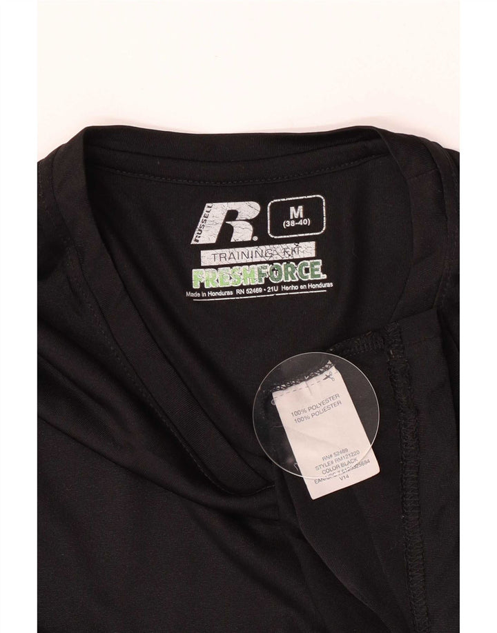 Russell Athletic Mens Dri-Power T-Shirt Top UK 38/40 Medium Black Polyester