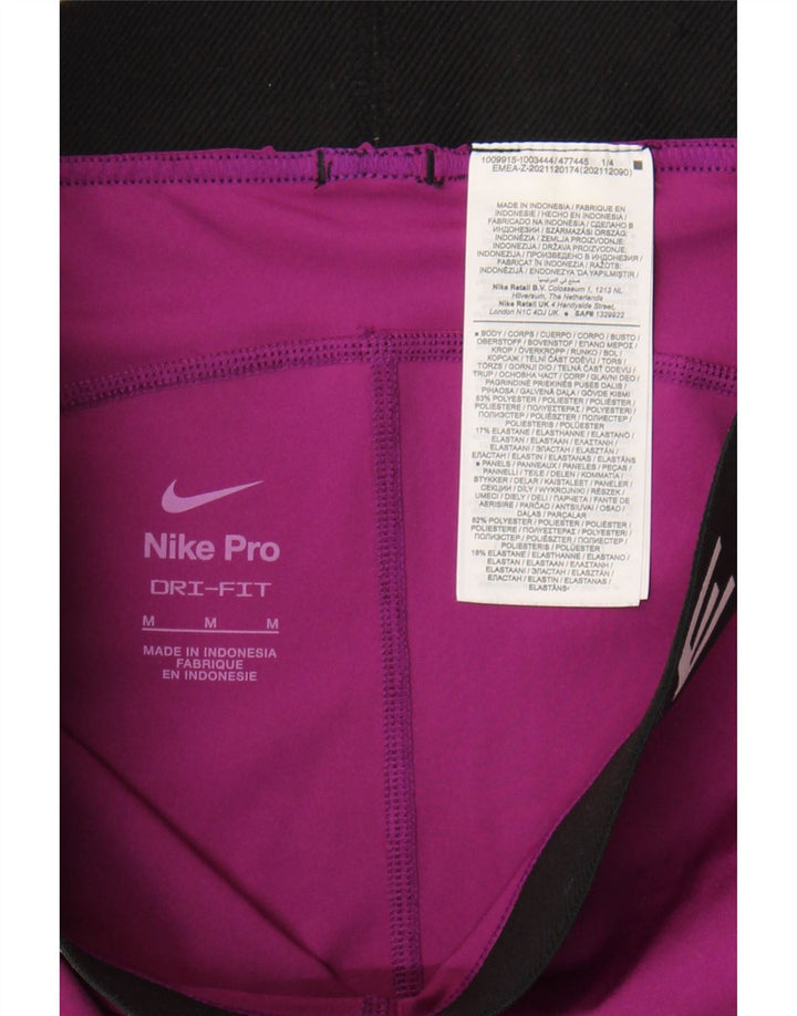 Nike Womens Dri Fit Graphic Leggings UK 12 Medium  Purple Polyester