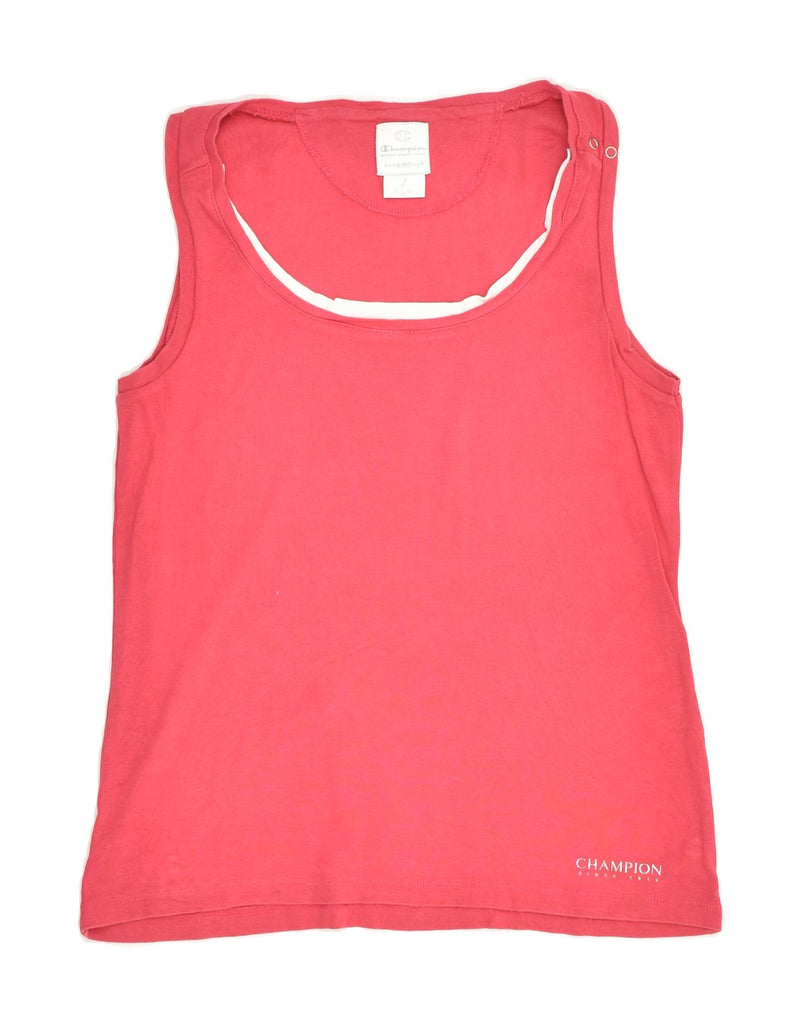 CHAMPION Womens Easy Fit Vest Top UK 14 Large Pink Cotton | Vintage Champion | Thrift | Second-Hand Champion | Used Clothing | Messina Hembry 