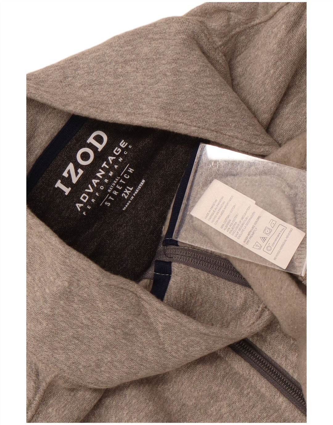 IZOD Mens Zip Neck Sweatshirt Jumper 2XL Grey Cotton