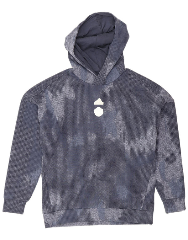 Adidas Boys Hoodie Jumper 13-14 Years Navy Blue Tie Dye Cotton