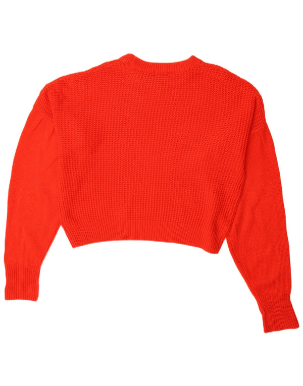 Topshop Womens Oversized Crew Neck Jumper Sweater UK 10 Small Red Acrylic