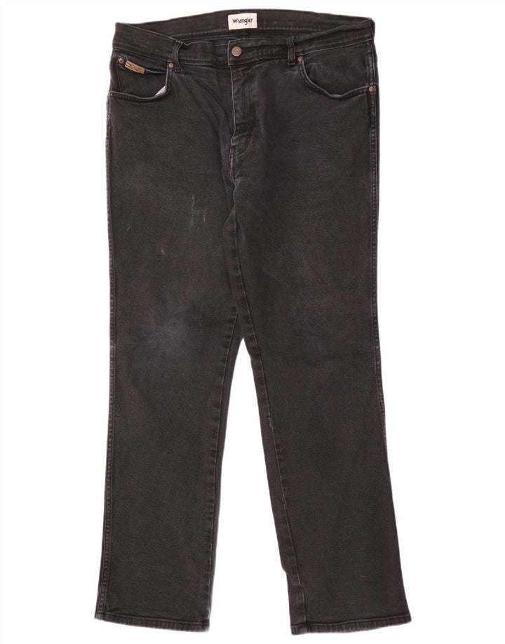 Wrangler Mens Texas Straight Jeans W36 L32 Black Cotton