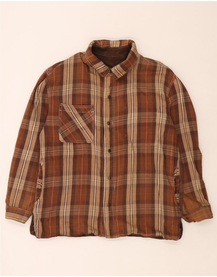 Diesel Mens Reversible Jacket UK 40 Large Brown Plaid Leather