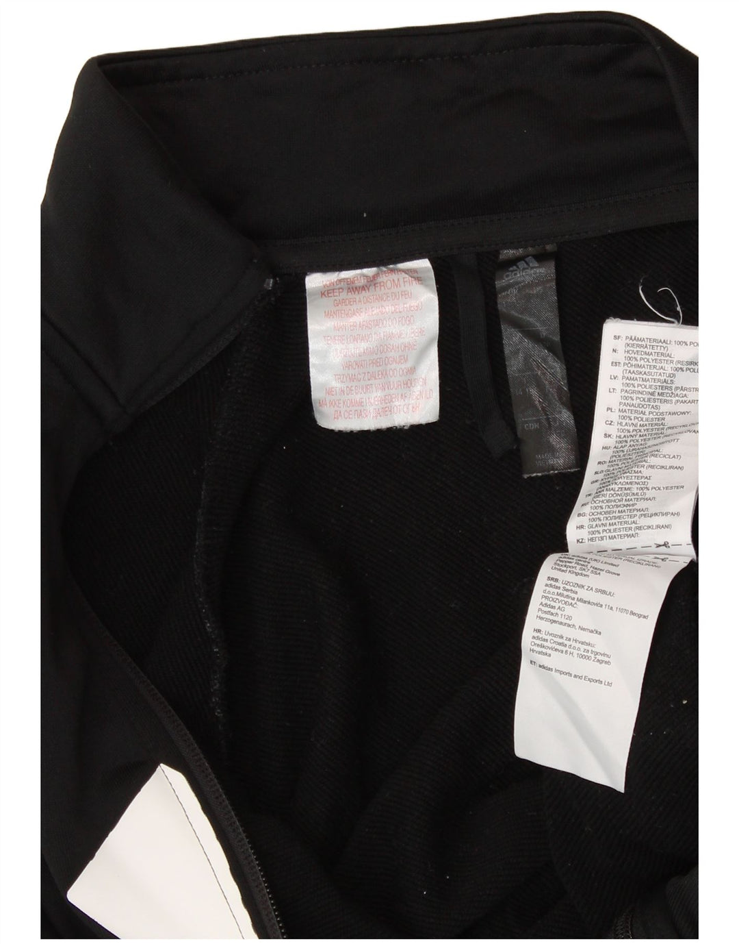 ADIDAS Boys Graphic Tracksuit Top Jacket 14-15 Years Black Colourblock