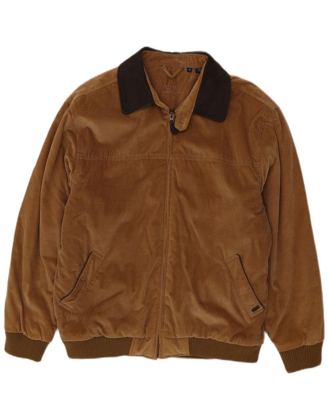 Maine Mens Corduroy Jacket UK 38 Medium Brown Colourblock Cotton