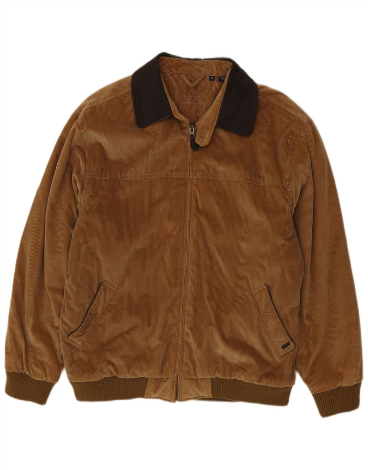 Maine Mens Corduroy Jacket UK 38 Medium Brown Colourblock Cotton