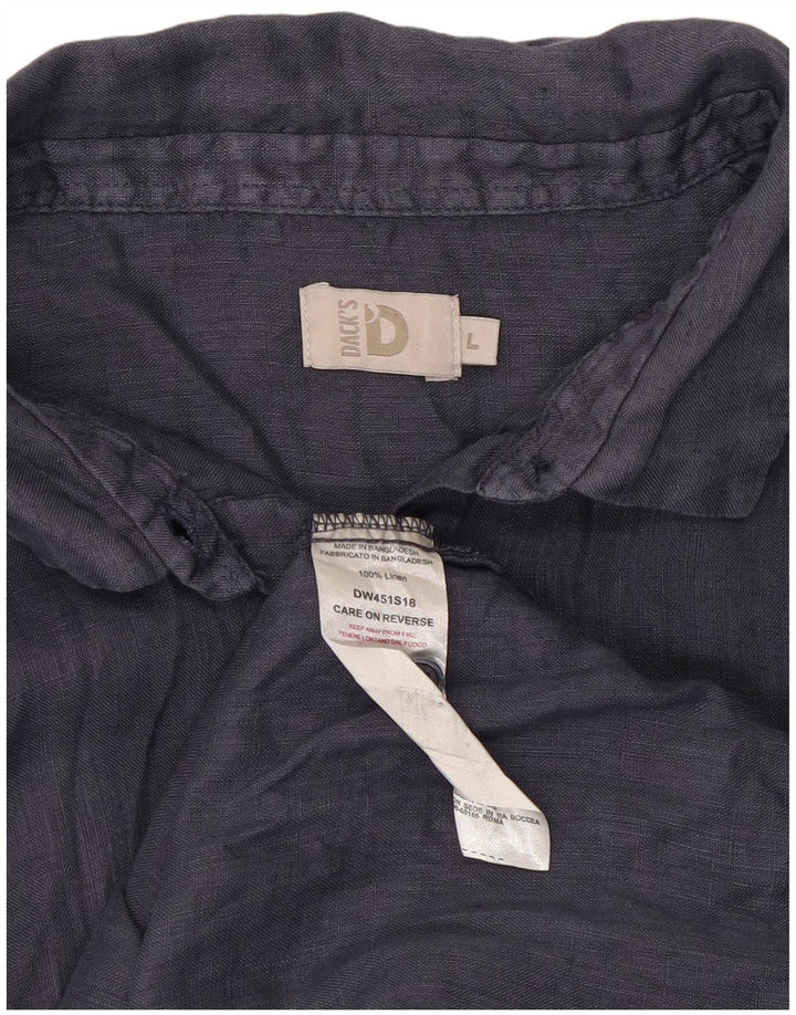 Dack's Womens Shirt UK 16 Large Navy Blue Linen