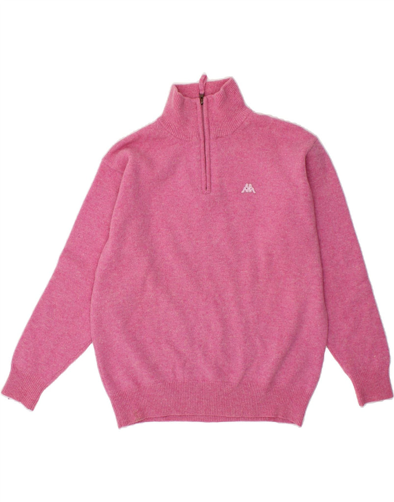 KAPPA Womens Zip Neck Jumper Sweater UK 16 Large Pink Wool | Vintage Kappa | Thrift | Second-Hand Kappa | Used Clothing | Messina Hembry 