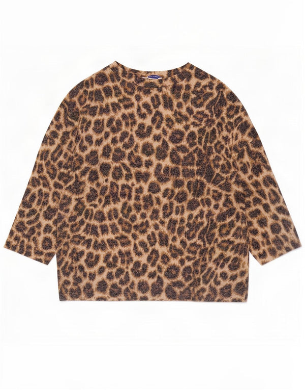 Zara Womens Trafaluc Top 3/4 Sleeve UK 14 Medium Brown Animal Print