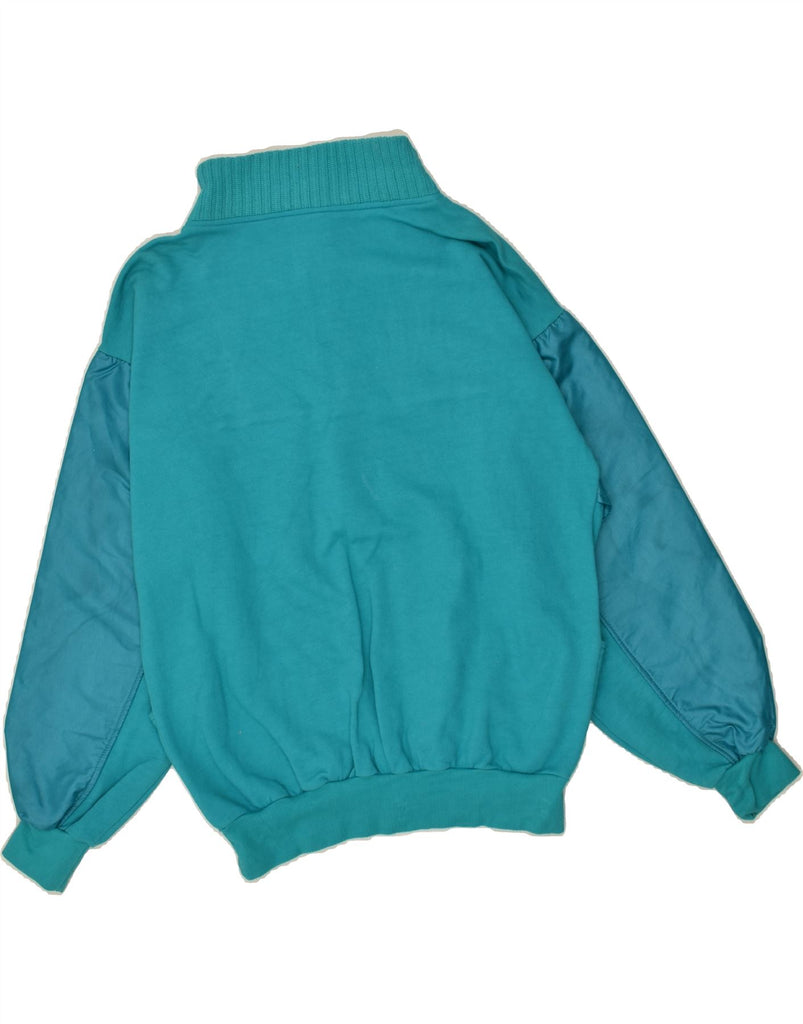 TRIGEMA Mens Zip Neck Sweatshirt Jumper Medium Blue Cotton | Vintage Trigema | Thrift | Second-Hand Trigema | Used Clothing | Messina Hembry 