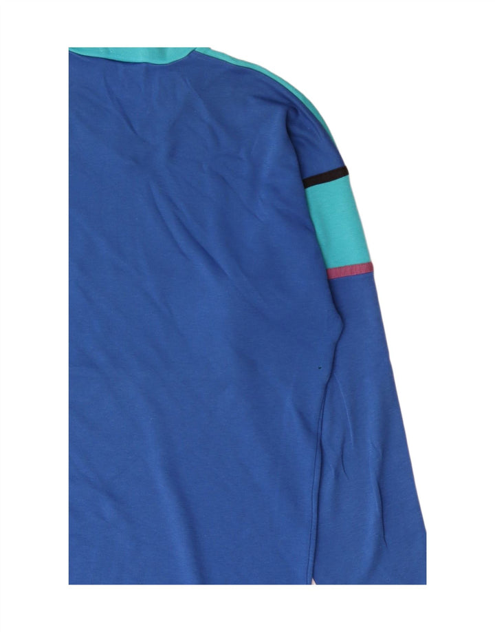 Crane Mens Top Long Sleeve IT 48/50 Medium Blue Colourblock Cotton
