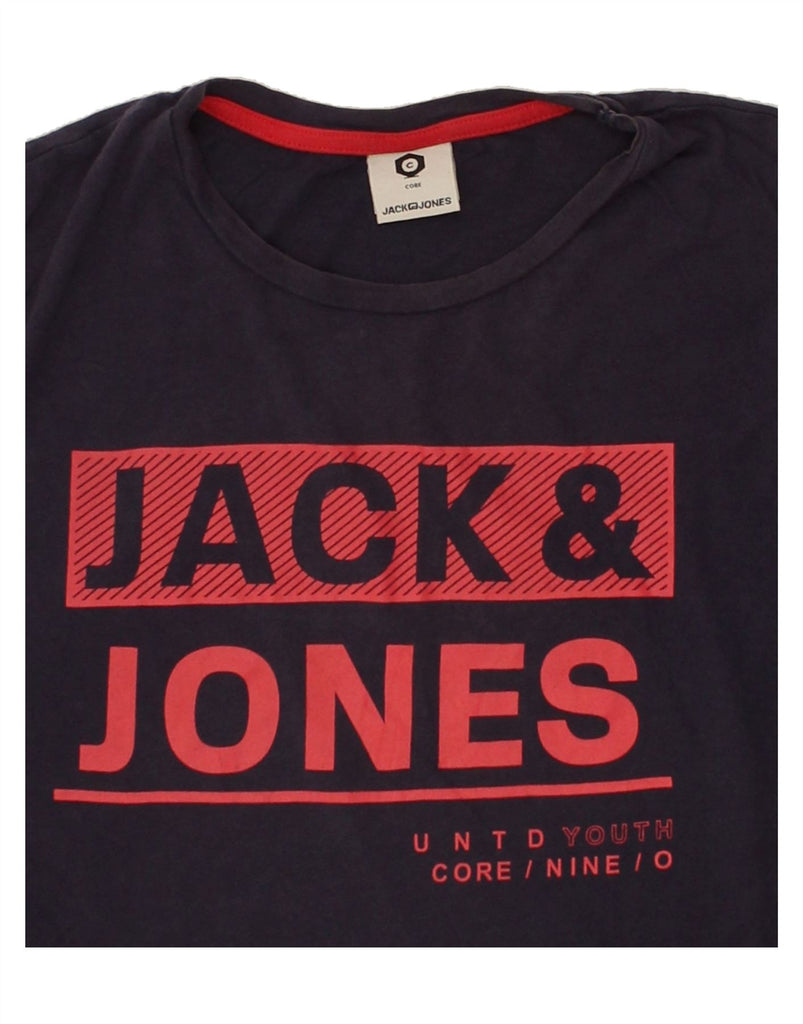 JACK & JONES Mens Graphic T-Shirt Top Medium Navy Blue | Vintage Jack & Jones | Thrift | Second-Hand Jack & Jones | Used Clothing | Messina Hembry 