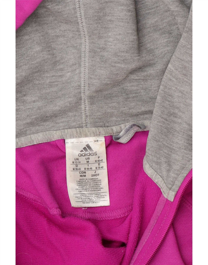 Adidas Womens Climalite Zip Hoodie Sweater UK 12/14 Medium Pink Polyester