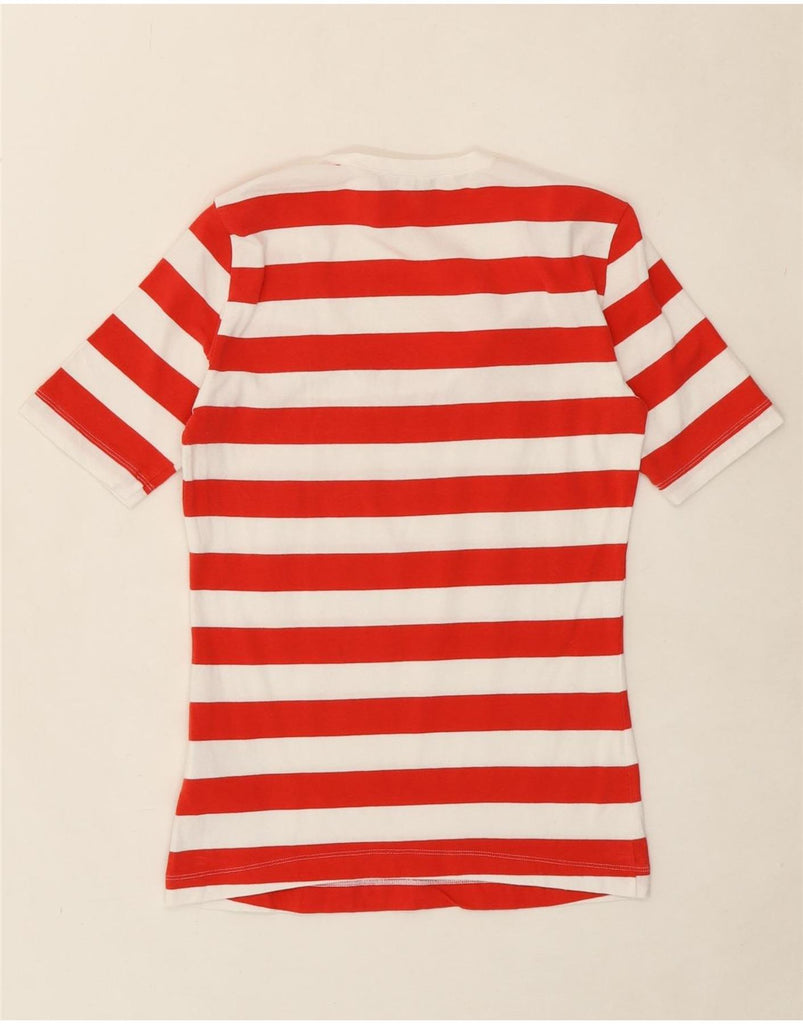 ARMANI Womens T-Shirt Top EU 38 Medium Red Striped Cotton Vintage Armani and Second-Hand Armani from Messina Hembry 
