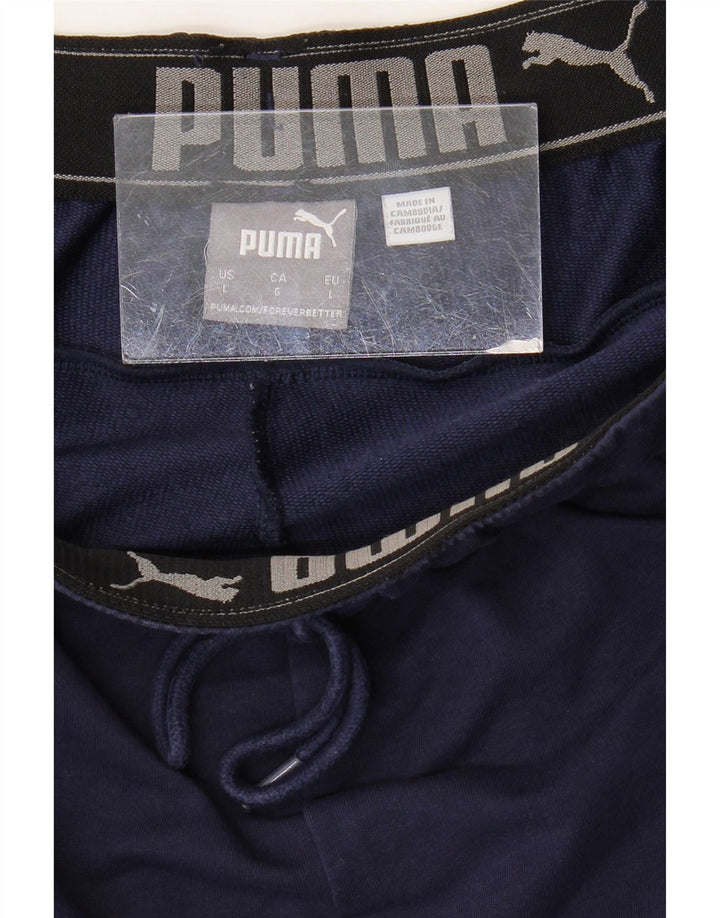 PUMA Mens Tracksuit Trousers Large Navy Blue Colourblock