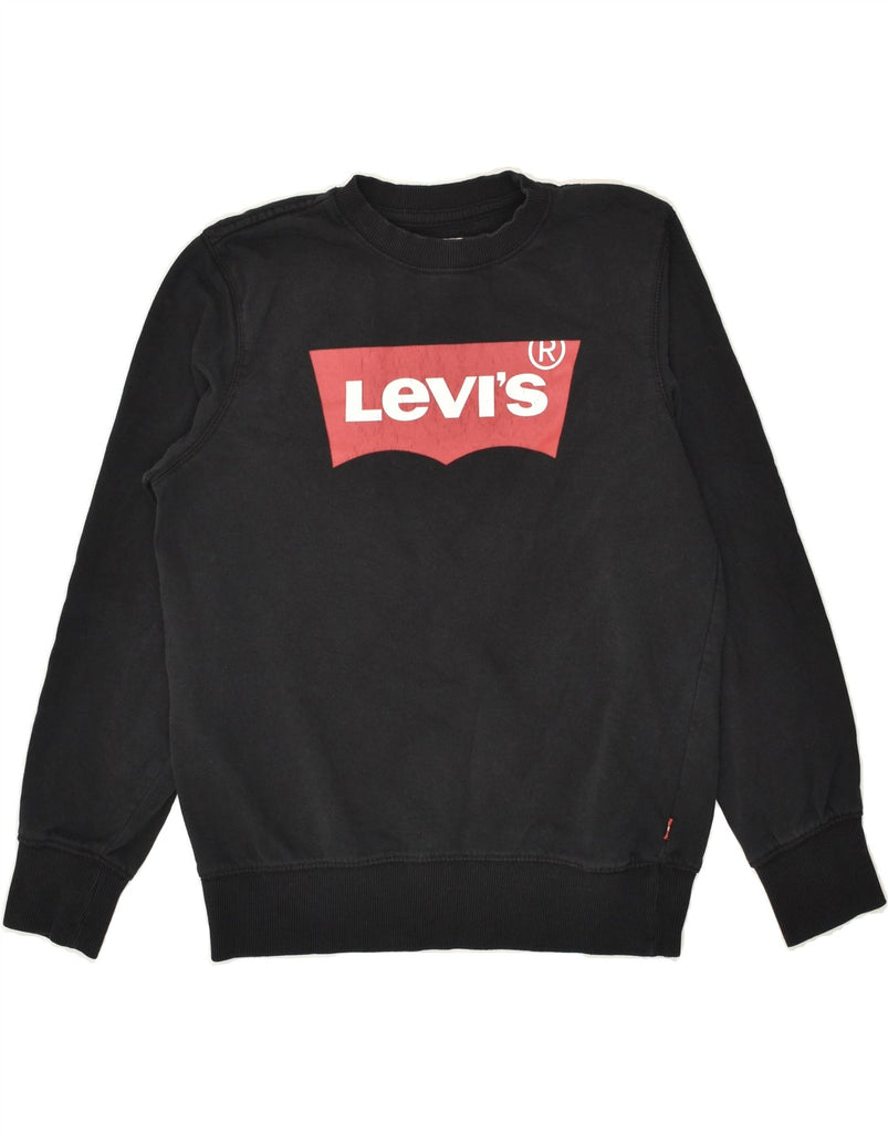 LEVI'S Boys Graphic Sweatshirt Jumper 11-12 Years Black Cotton | Vintage Levi's | Thrift | Second-Hand Levi's | Used Clothing | Messina Hembry 