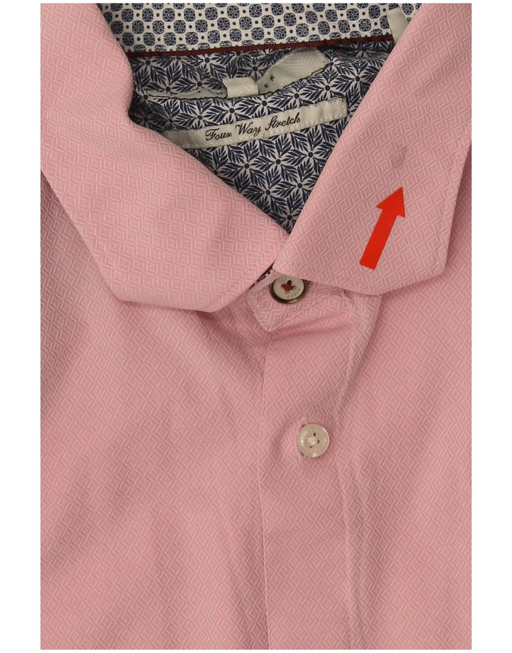 Ted Baker Mens Shirt Size 16 1/2 Large Pink Geometric Cotton