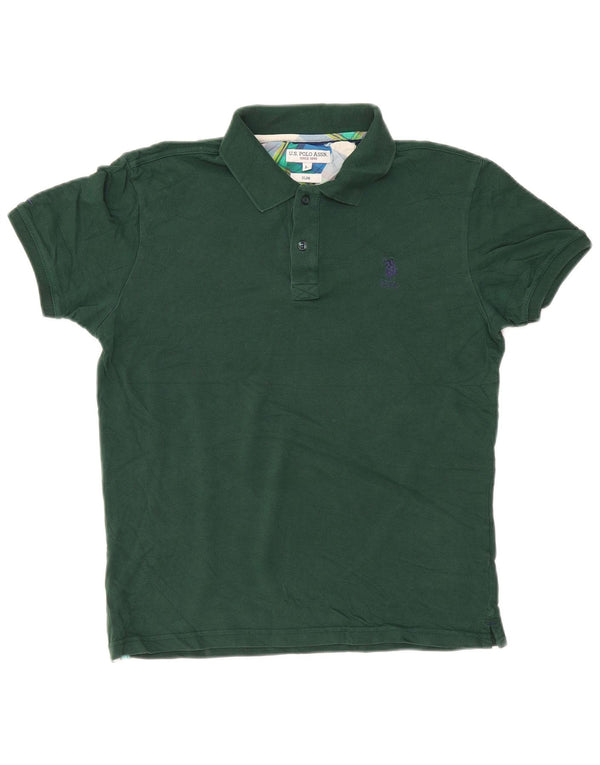 U.S. Polo Assn. Mens Slim Fit Polo Shirt Large Green Cotton