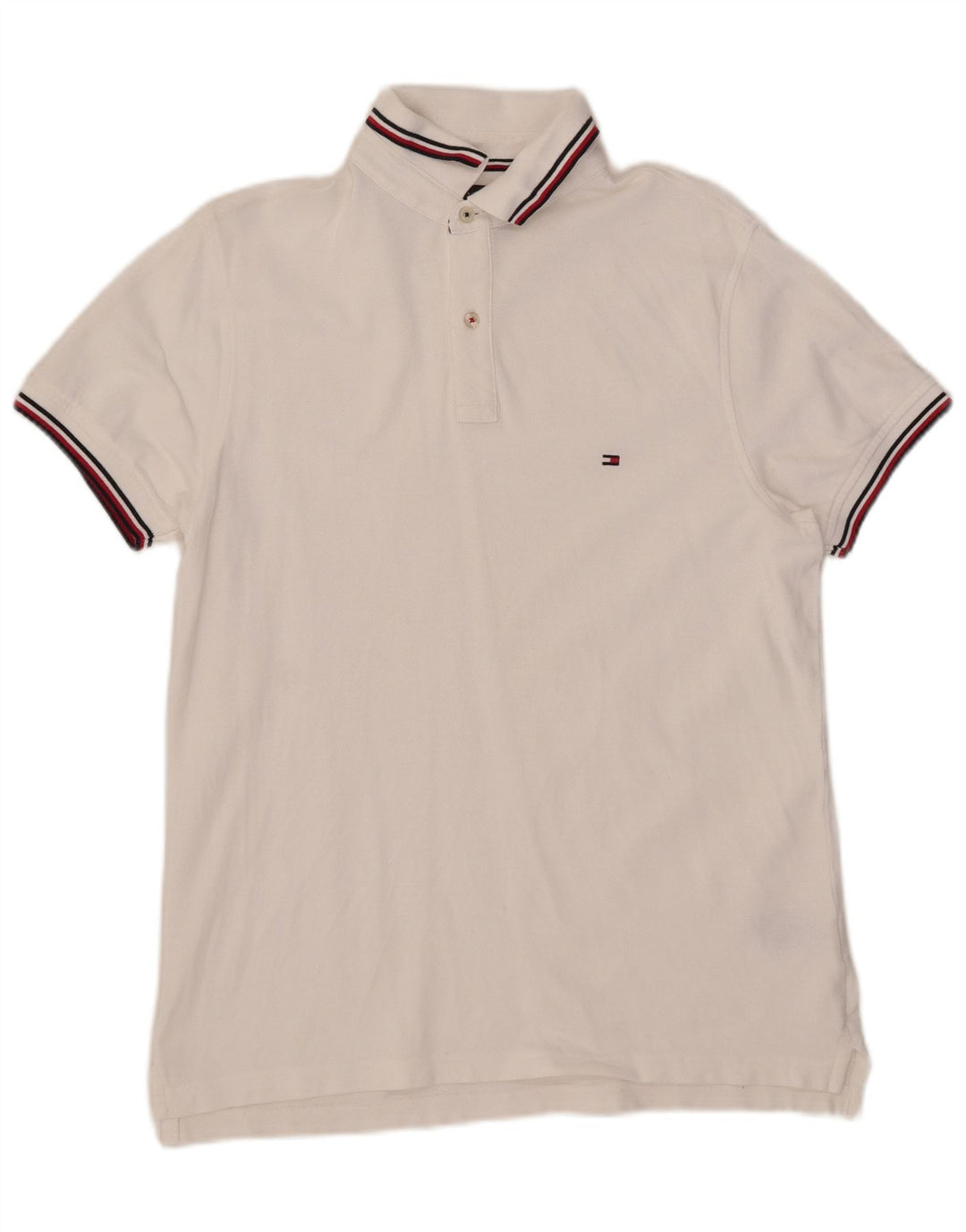 Tommy Hilfiger Mens Slim Fit Polo Shirt Medium White Cotton