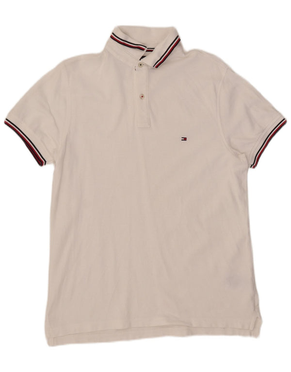 Tommy Hilfiger Mens Slim Fit Polo Shirt Medium White Cotton