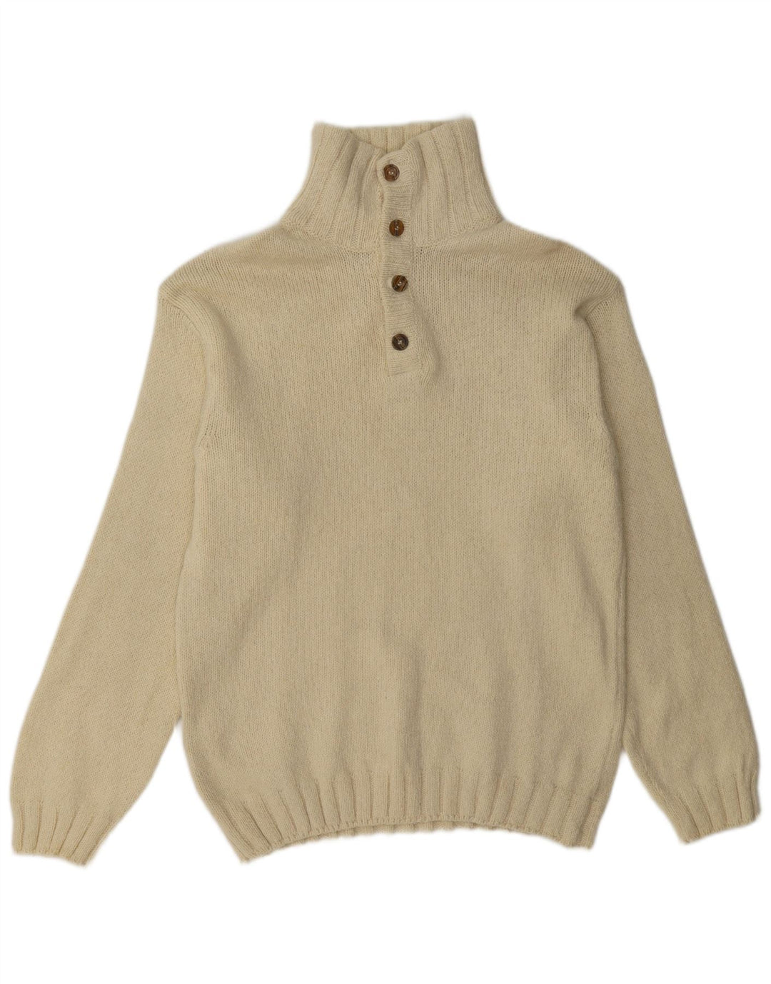 Marlboro Classics Mens Button Neck Jumper Sweater XL Beige Wool
