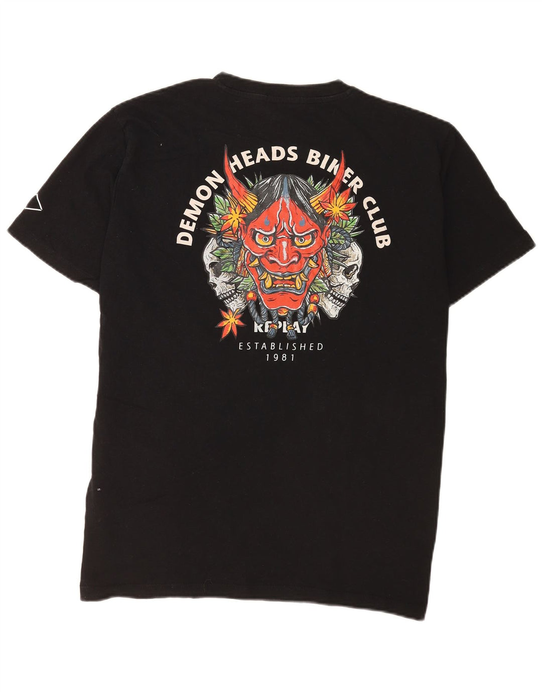 Replay Mens Graphic T-Shirt Top XL Black Cotton