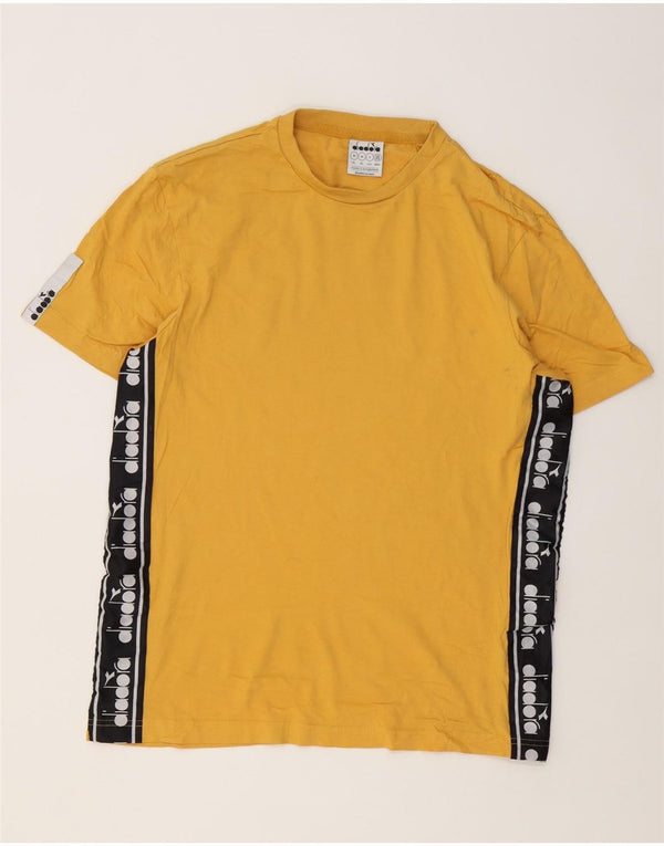 Diadora Mens Graphic T-Shirt Top Medium Yellow Colourblock Cotton