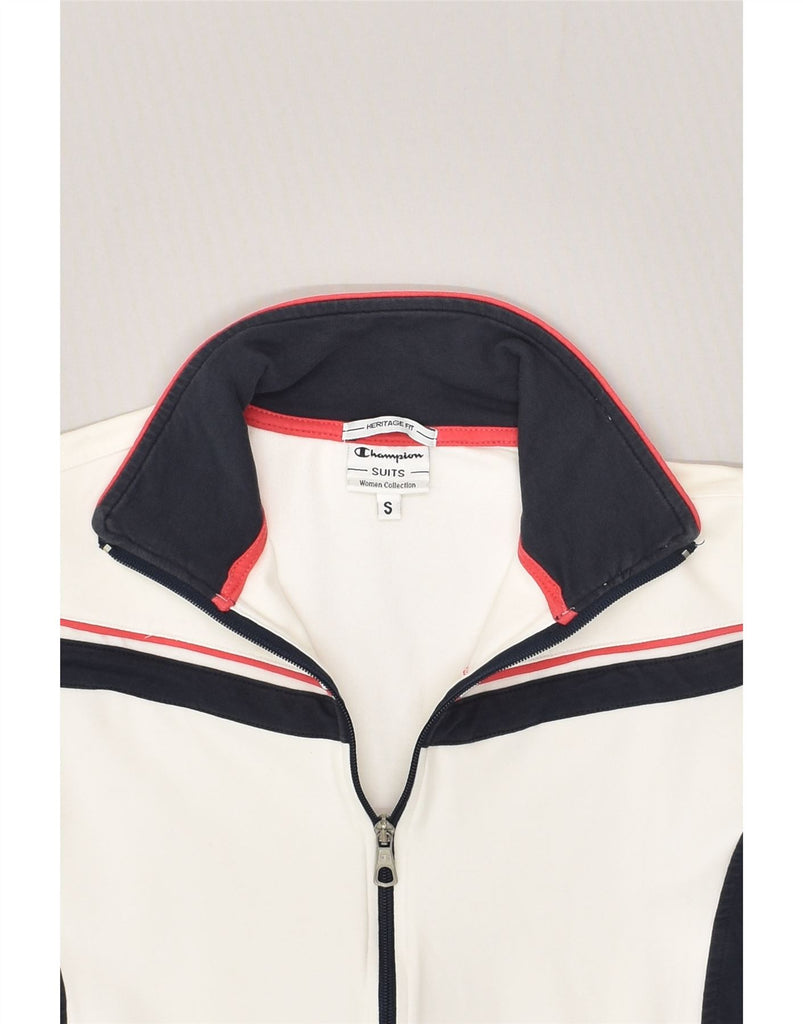 CHAMPION Womens Heritage Fit Tracksuit Top Jacket UK 10 Small White | Vintage Champion | Thrift | Second-Hand Champion | Used Clothing | Messina Hembry 