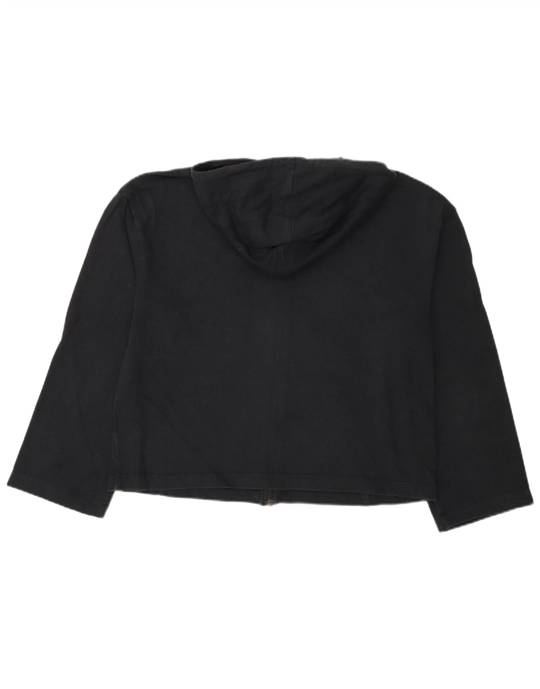 NIKE Womens Zip Hoodie Sweater UK 12 Medium Black Cotton