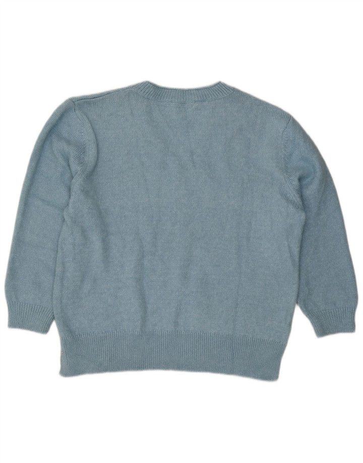 Zara Womens Oversized V-Neck Jumper Sweater UK 18 XL Blue