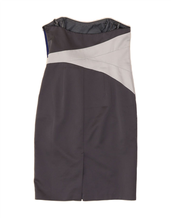 DEBUT Womens Strapless Dress UK 12 Medium Grey Colourblock Vintage Debut and Second-Hand Debut from Messina Hembry 