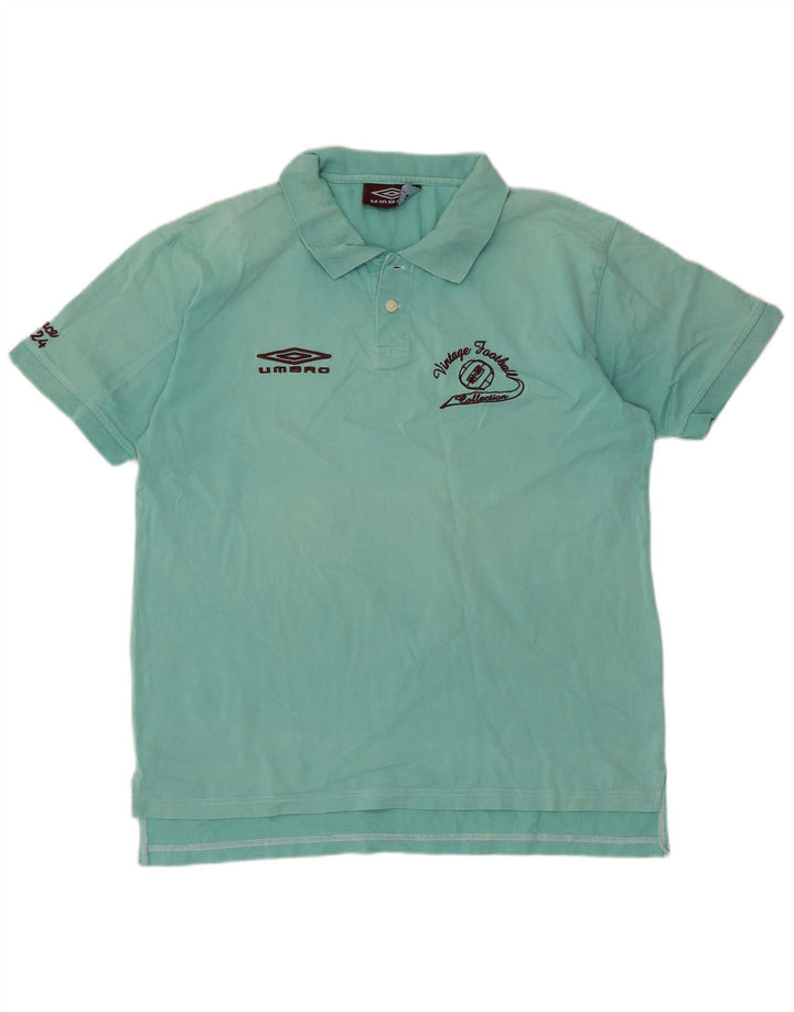 Umbro Mens Graphic Polo Shirt Large Turquoise Cotton