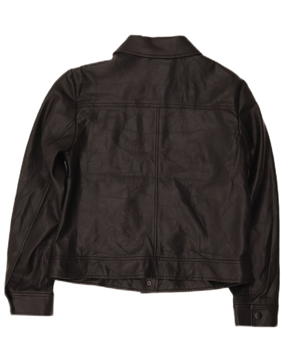 Marks & Spencer Womens Faux Leather Bomber Jacket UK 12 Medium Black