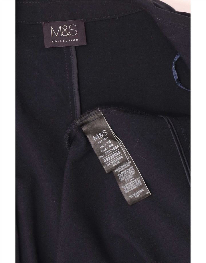 Marks & Spencer Womens 3/4 Sleeve Open Blazer Jacket UK 16 Large Navy Blue