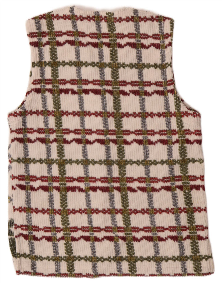 Vintage Womens Waistcoat IT 44 Medium White Floral Polyester