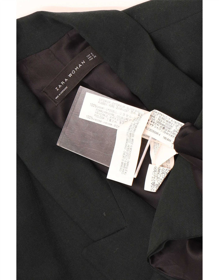 Zara Womens Double Breasted Blazer Jacket UK 10 Small Green Lyocell