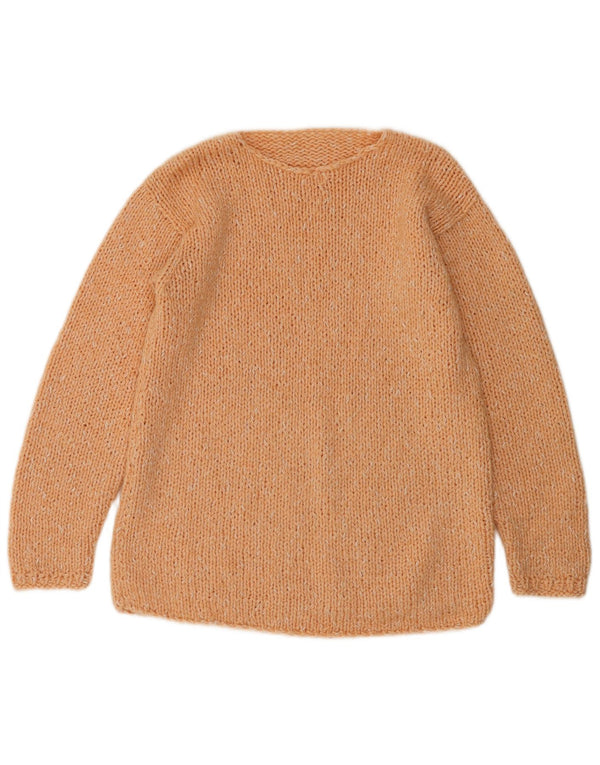 Vintage Womens Boat Neck Jumper Sweater UK 12 Medium Orange Flecked
