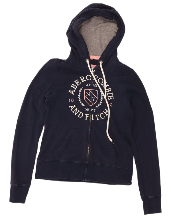 Abercrombie & Fitch Womens Zip Hoodie Sweater UK 14 Medium Navy Blue
