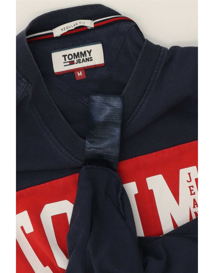 Tommy Hilfiger Mens Graphic T-Shirt Top Medium Navy Blue Colourblock