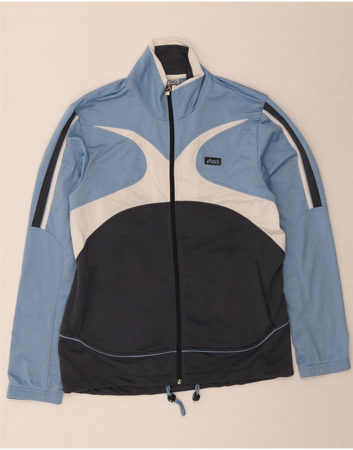 Asics Mens Tracksuit Top Jacket Large Blue Colourblock