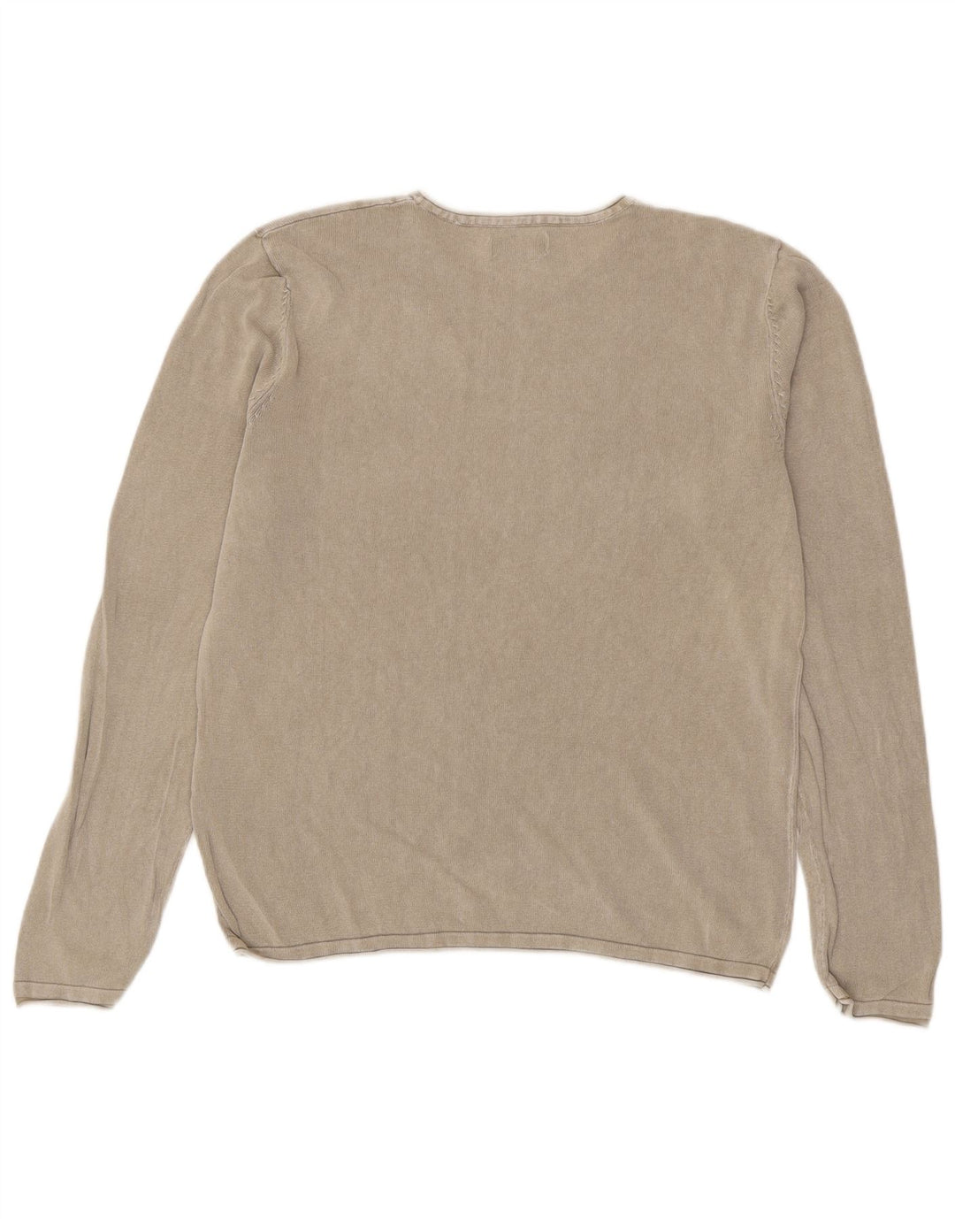 JACK & JONES Mens Crew Neck Jumper Sweater Large Beige Cotton