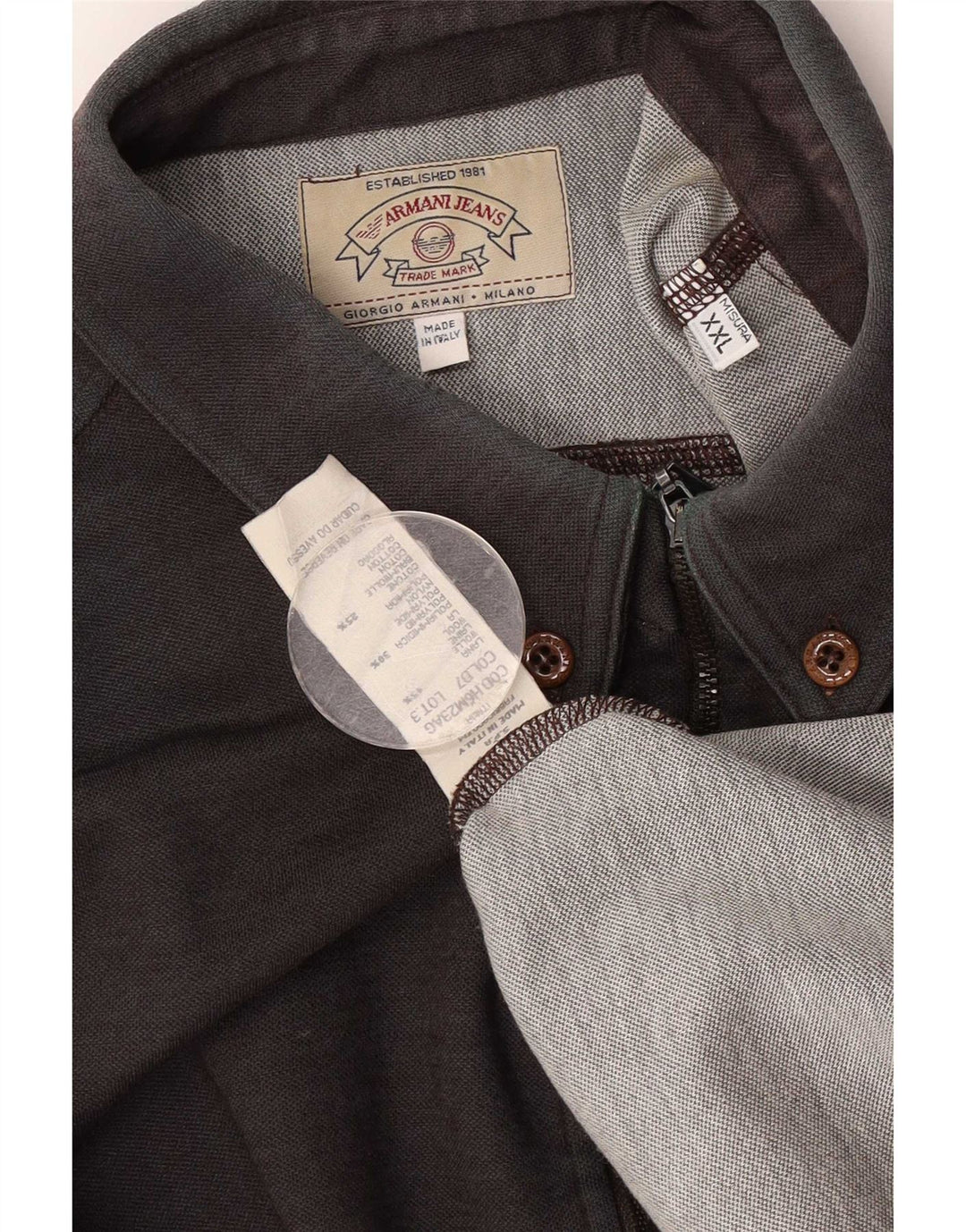 Armani Jeans Mens Shirt 2XL Brown Wool