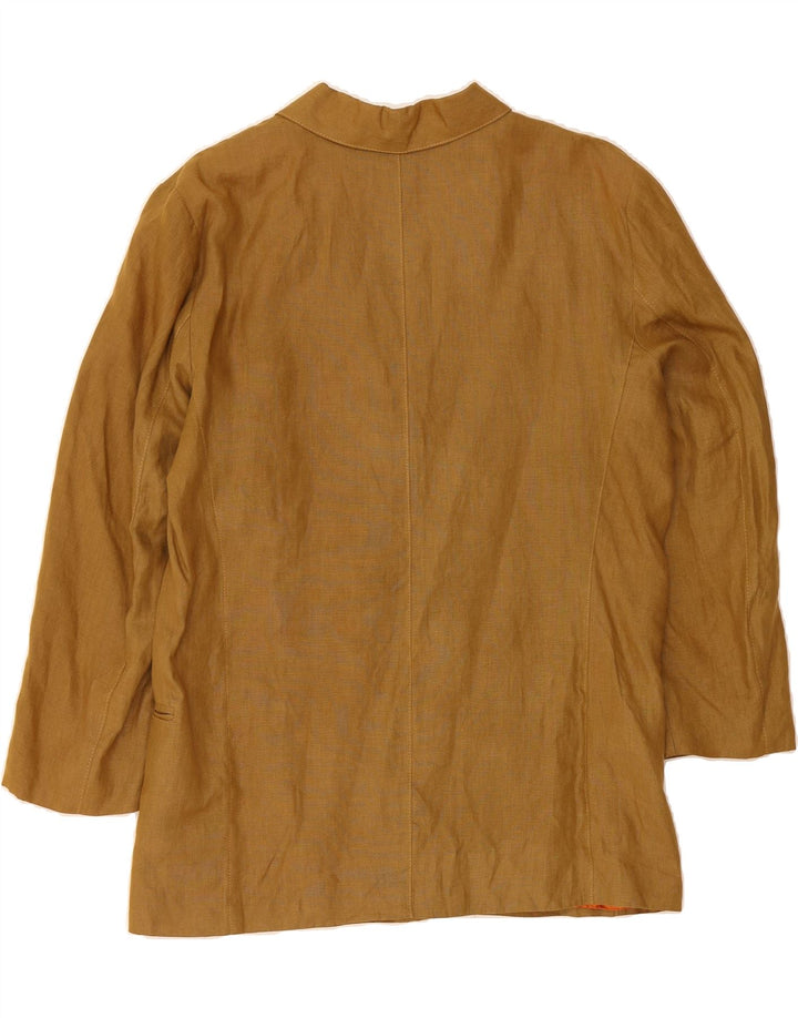 VINTAGE Womens Double Breasted Blazer Jacket IT 48 XL Beige Linen Vintage Vintage and Second-Hand Vintage from Messina Hembry 